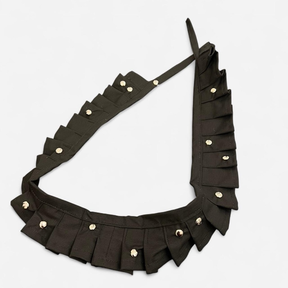 Handmade Black pleated belt with silver studs